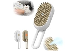 JIEXILY Cat Steam Brush for Shedding, 2025 New 3 in 1 Cat Brushes for Indoor Cats, Pet Steam Groomer Comb, Hair Water Brush Hair Removal Comb for Cats Dogs (White)