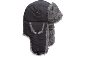 Mad Bomber Grey Supplex with GreyFaux Fur Hunting Trapper Aviator Bomber Hat (Large)