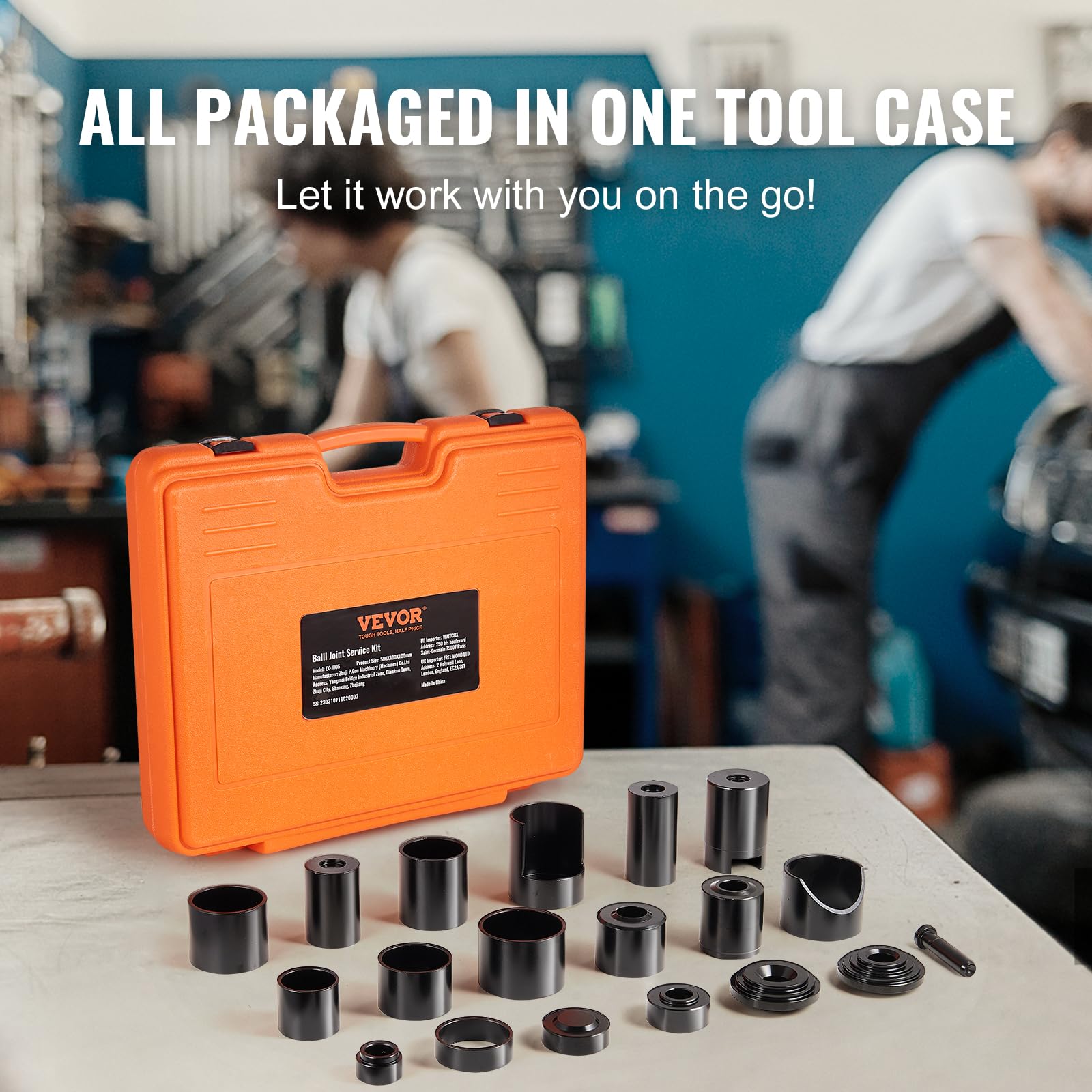 10 PCS with Portable Storage Case of Bushing Press Kit Tools, Fits Most 2WD and 4WD Cars and Light Trucks