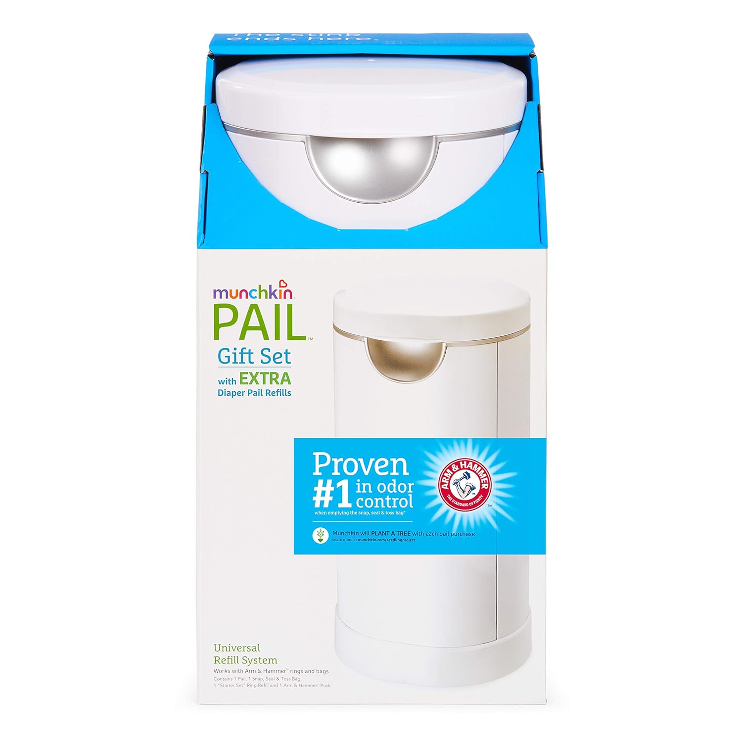 Munchkin Diaper Pail Starter Set Powered by Arm & Hammer 1 Month Refill