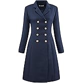 Hobemty Women's Tweed Blazer Dress Collared Double Breasted A-Line Formal Work Dresses