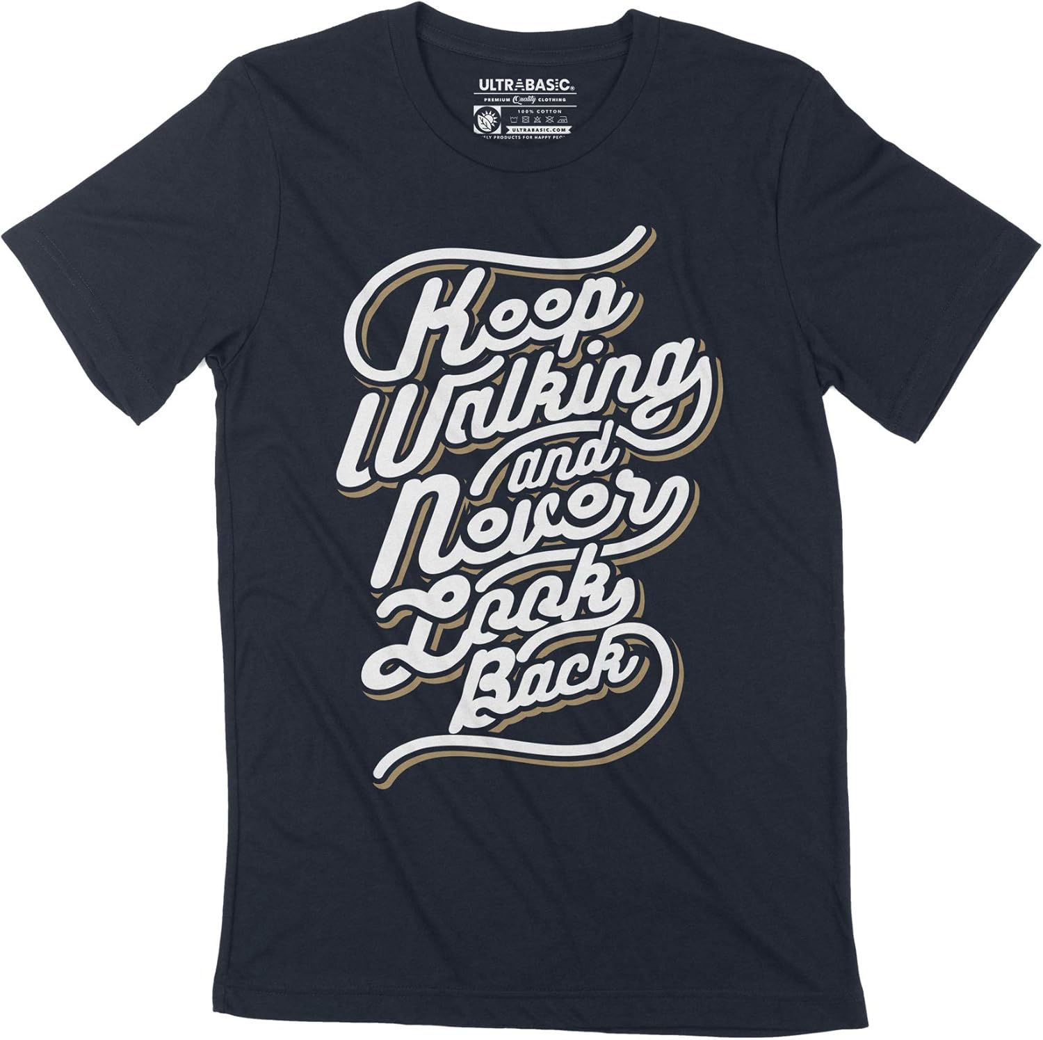 Ultrabasic playera para hombre, diseño con texto en inglés "Keep Walking Never Look Back