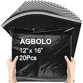 Poly Mailers, 12x16 Shipping Bags for Clothes, 20 Pcs Packaging Bags, Waterproof Shipping Envelopes, Tear-Proof Mailing Bags for Secure Packaging & Small Business, Black
