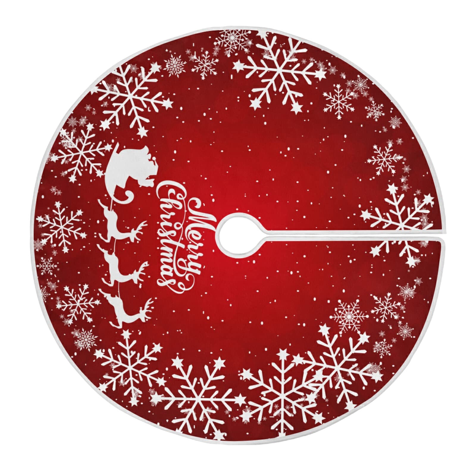 Christmas Tree Skirt Elk Santa Snowflake Xmas Tree Ornaments Christmas Tree Mat for Decorations Holiday Party 120cm