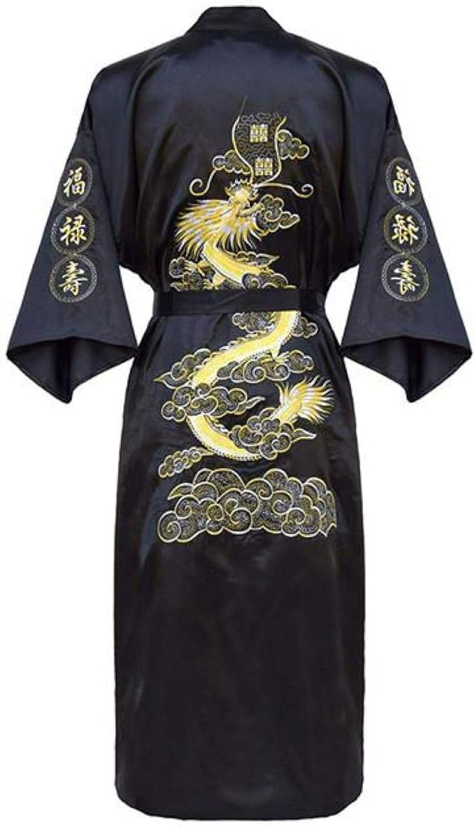 berglink Kimono Robe de chambre pour homme chinois Broderie dragon