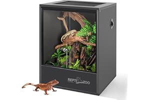 REPTI ZOO 30 Gallon PVC Tall Reptile Tank, 18x18x24 Reptile Terrarium for Frog Lizard Gecko Chameleon Snake, Tropical Rainforest Habitat Enclosure with Sliding Door & Top Screen Ventilation