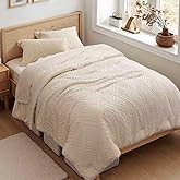 Zzlpp Twin Comforter Set 5 Pieces, Beige Tufted Bed in a Bag with Comforter, Pillow Sham, Pillowcase, Flat Sheet, Fitted Sheet - All Season Boho Bedding Sets