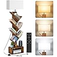 OUTONLIFE Bookshelf with Light & Remote Control, 6 Tier Dimmable Small Tree Book Shelf, Narrow Wood Bookcase for Books/CDs/Movies, Tall Book Organizer Shelves for Bedroom, Living Room, Home Office