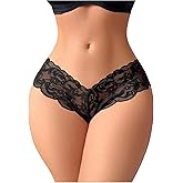 SHENHE Women's Sheer Mesh Panties Sexy Criss Cross Cutout Bow Lace Thongs See Through G String Panties Underwear