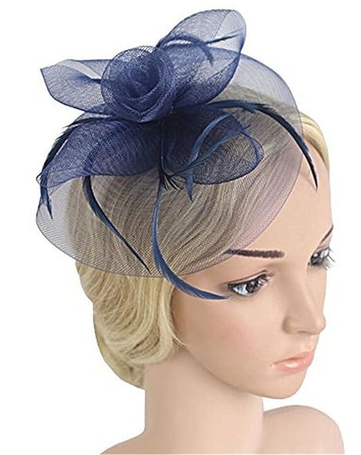 Womens Cocktail Vintage Flower Feather Mesh Net Fascinator Bride