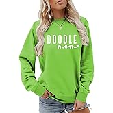 Doodle Mom Sweatshirt Goldendoodle Mama Sweater Funny Dog Mom Shirts Women Casual Golden Doodle Owner Pullover Tops