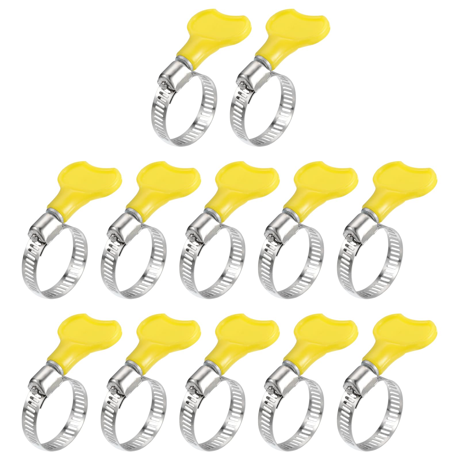 uxcell Worm Gear Hose Clamp, 12pcs 3/4" - 1 1/8" Key Type Adjustable Stainless Steel Hose Clamps with Plastic Handle for Securing Hose