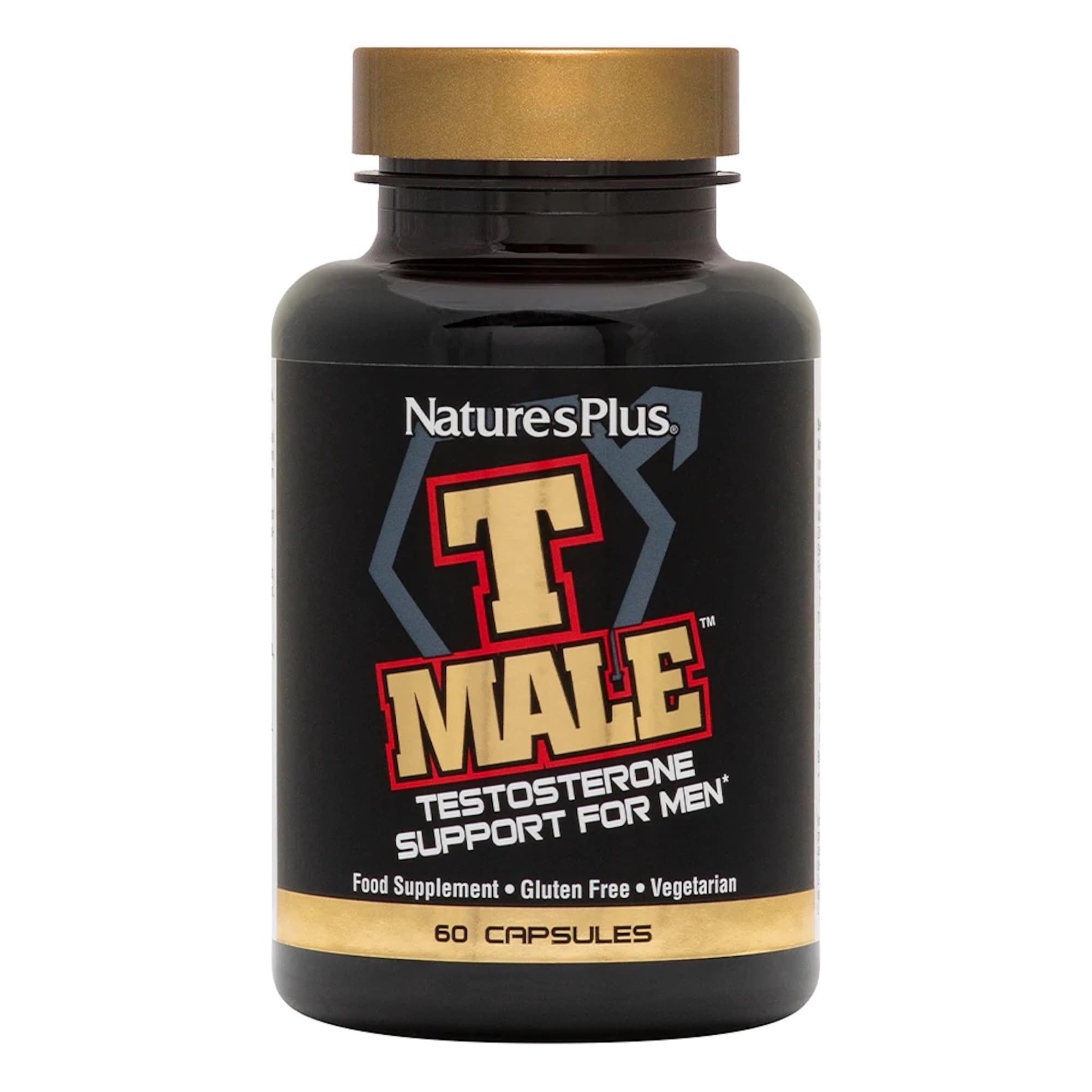 NaturesPlus T-Male Capsules - Herbal Complex and Zinc Supplement - Men's Energy Booster and Stamina - Vegan, Gluten Free - 60 Capsules