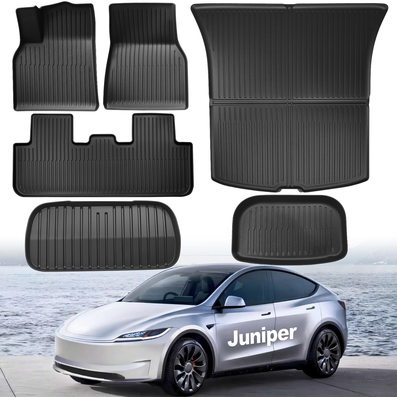Photo 1 of Cargo Liner Fit for 2025 2026 Tesla Model Y Juniper(Not 7Seats),All Weather Protection TPE, Anti-Slip Floor Mats & Trunk Mat for 2025 2026 Tesla Model Y Juniper 5-Seater Accessories