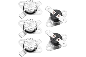 uxcell KSD301 Thermostat 5°C/41°F 10A Normally Closed N.C Adjust Snap Disc Temperature Switch for Microwave,Oven,Coffee Makers 5pcs,Bakelite Material