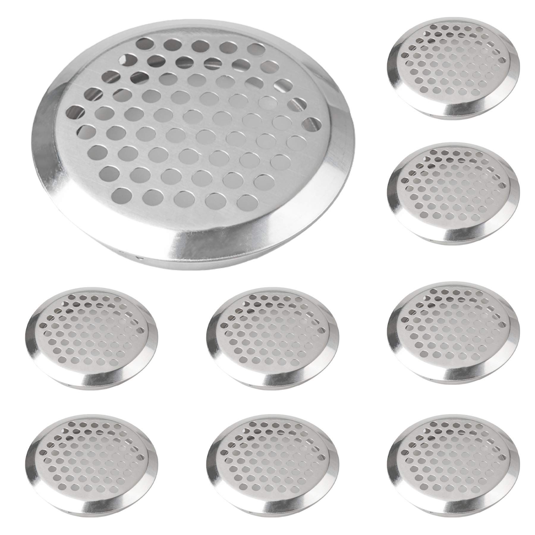 30PCS Round Air Vent Hole Ventilation Louver, 53mm Stainless Steel Round Shaped Mesh Hole Ventilation Grille, Circle Air Vent Covers Breathable Hole for Outdoor Kitchen Wardrobe