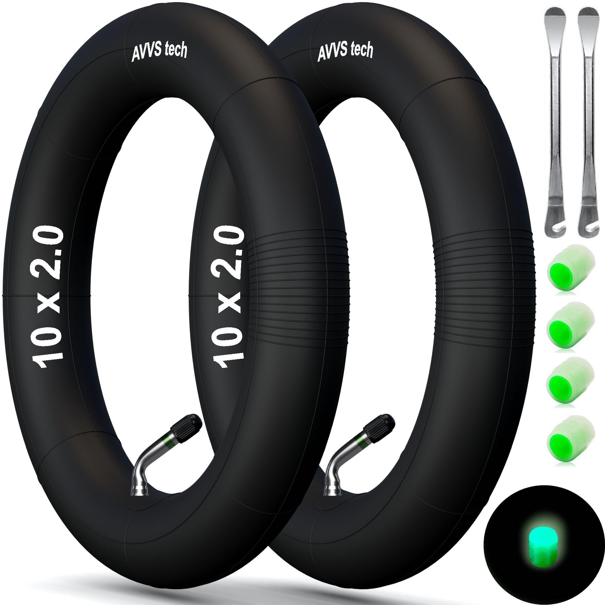 Tube 10x2 (54-152) 10" Angled Valve 45° | Pack of 2 + 2 levers | Compatible Stroller Tires 10x2/2.25 (54-152) — image 1