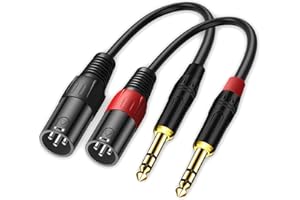 LanSenSu XLR to 1/4 TRS Stereo Adapter,XLR Male to 1/4 Inch (6.35mm) Stereo Balanced Microphone Stereo Audio Converter AdapterCable 2Pack- 11.8inch