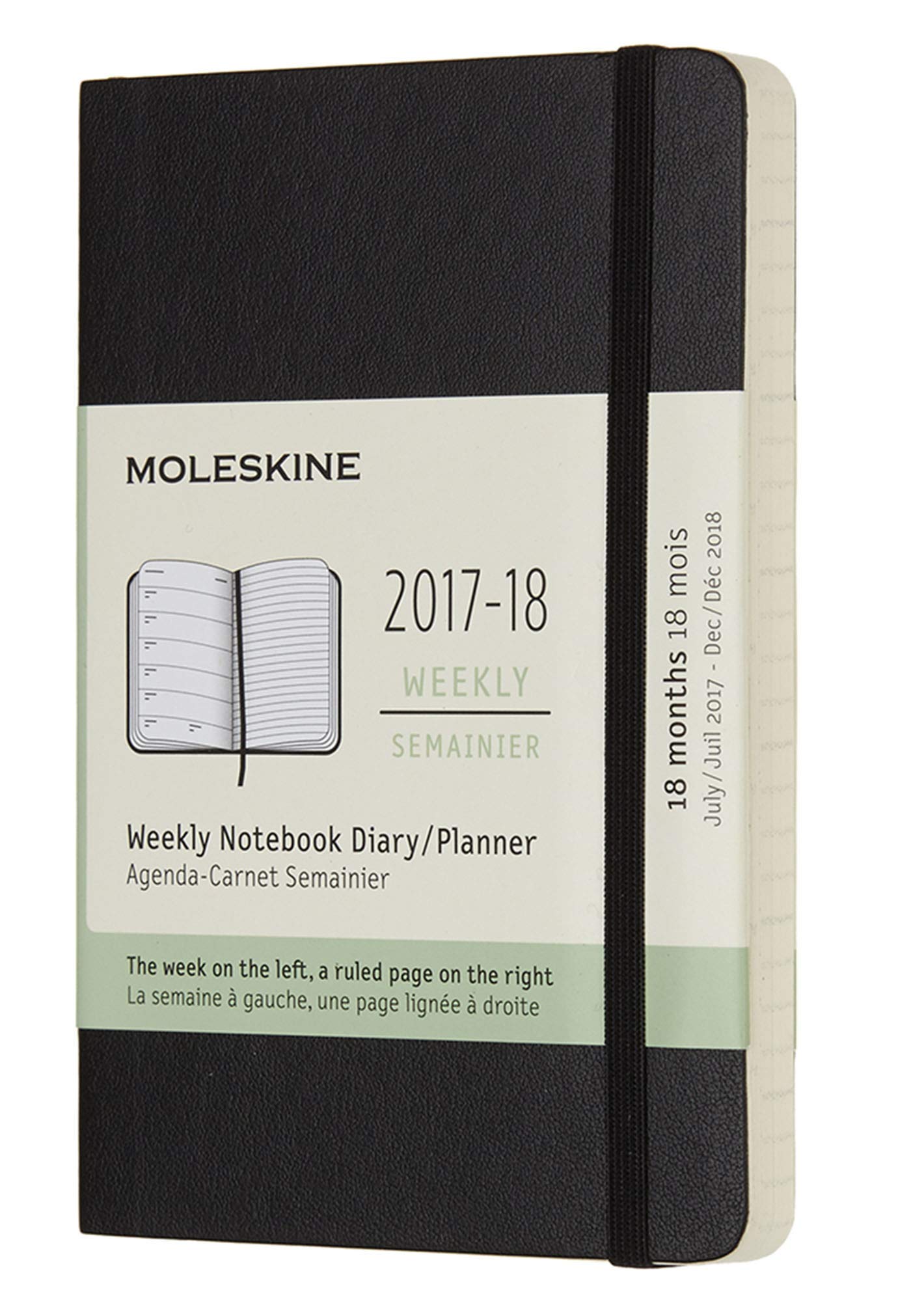 Moleskine Academic Pocket Notebook 18 Month Diary 2017 - 2018 Week To View - Black
