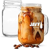 Javy Coffee Mason Jar Coffee Mug, Drinking Mason Jar with Handle, Reusable Iced Coffee Cup, Durable Glass Jar for Hot…