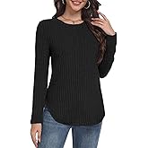 Kinnette Long Sleeve Shirts for Women Fall Sweaters Lightweight Casual Crew Neck Tunic Tops