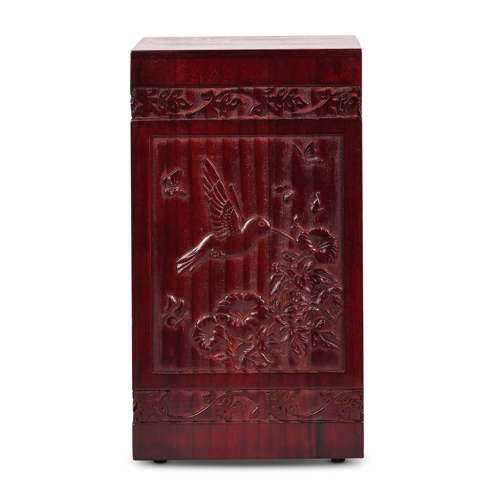 Photo 1 of Cremation Urn for Human, Funeral Urns for Adult Male Femal Bird Decorative Wooden Urn Box Wood Ashes Bird Decorative Box with Velvet Bag