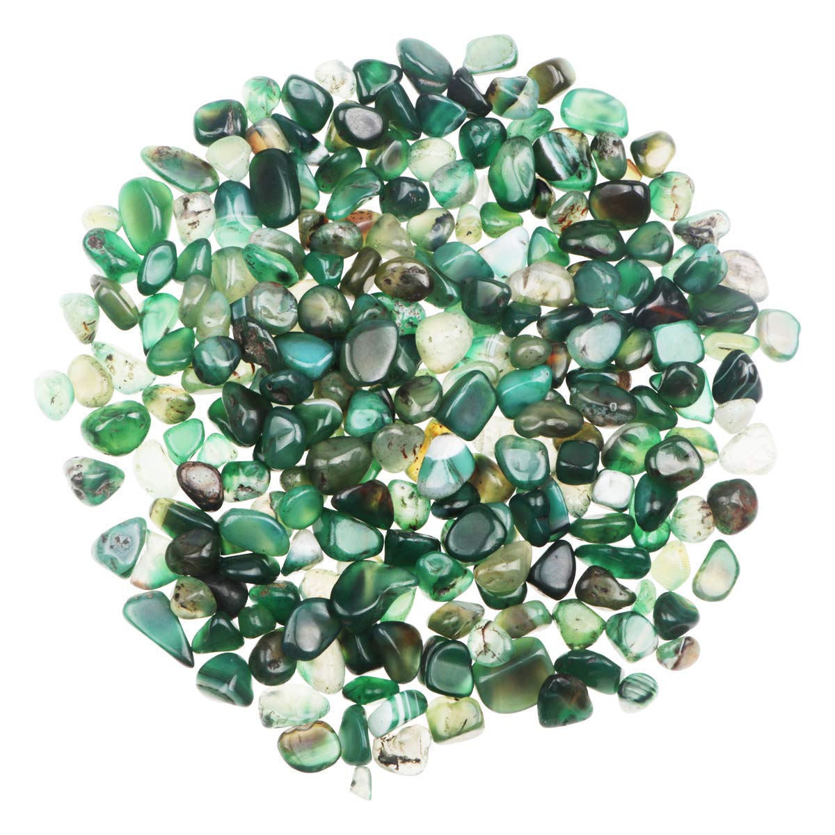 YiYa Green Agate Stone Tumbled Stones Gemstone Natural Crystal Quartz for Home Decoration Vase Filler Swimming Pool Bottom Potted Bottom Decoration (About 0.68 lb(310g)/Bag)