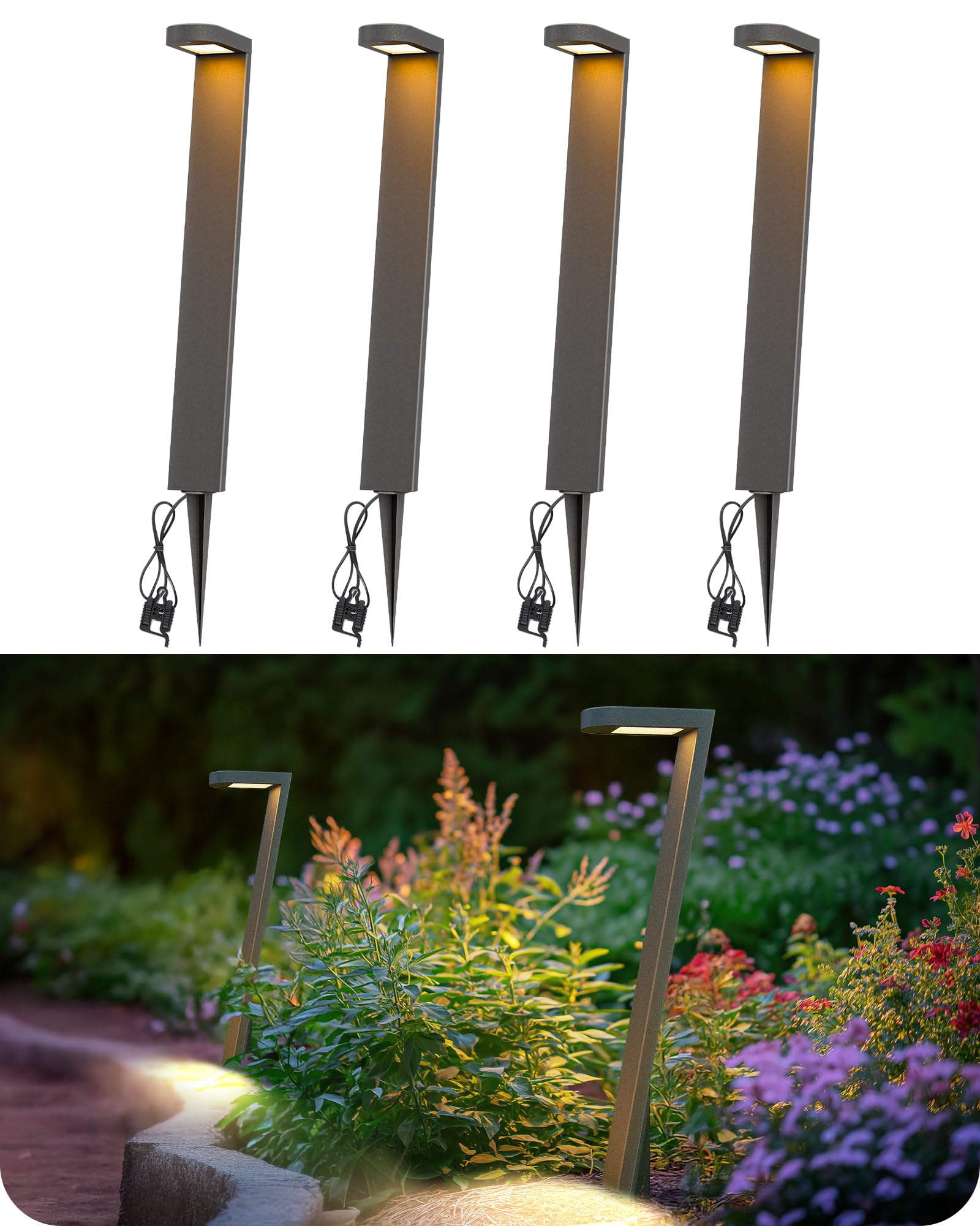 Photo 1 of EDISHINE Low Voltage Pathway Lights Wired, 2700K 100LM 5.5W 50000Hrs 12V Waterproof Outdoor Lighting & Accessories, Modern Aluminum Electric LED Path Lights for Sidewalk Yard Garden