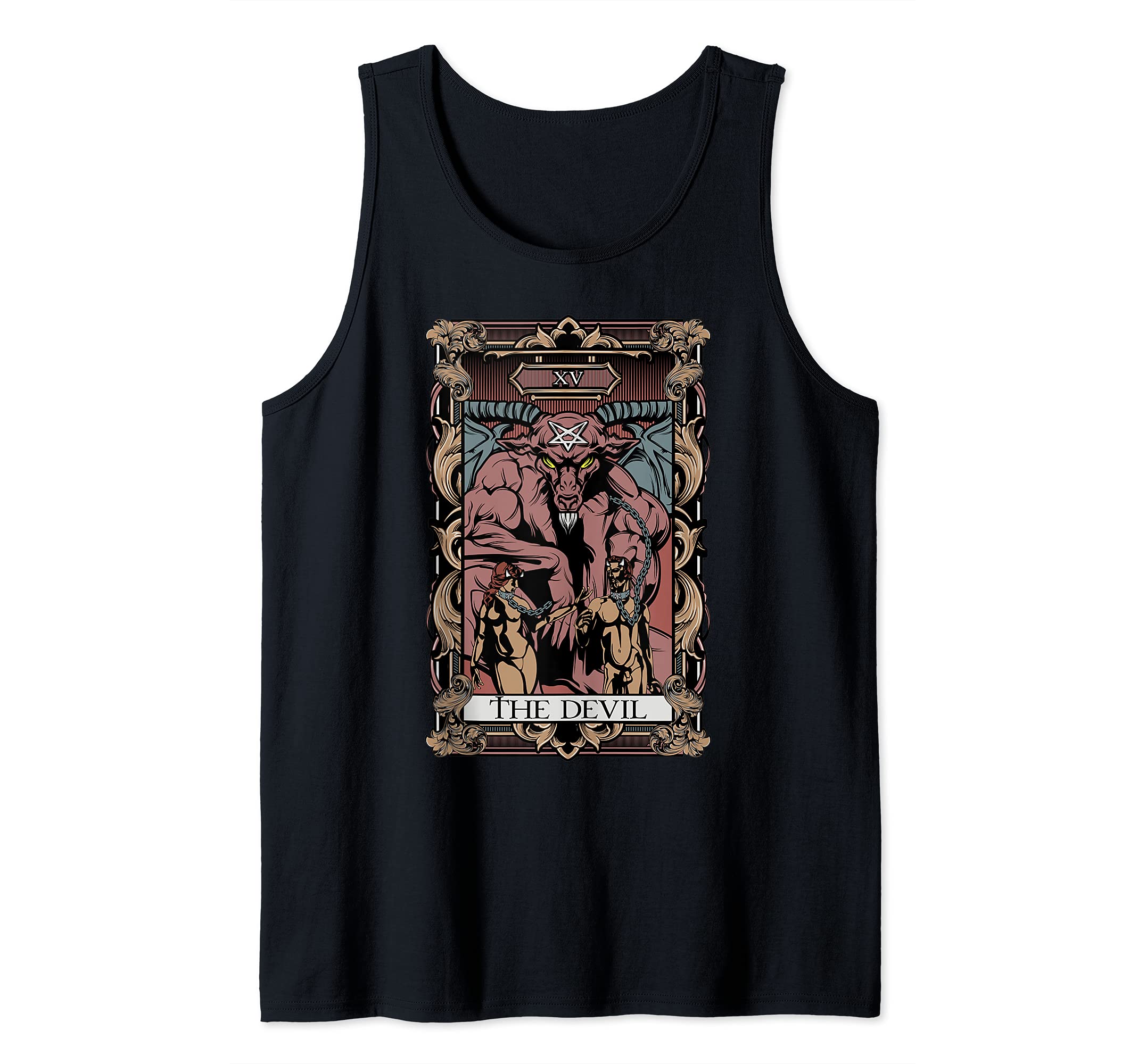 Tarot Card The Devil Baphomet Gothic Occult Witchcraft Scary Tank Top