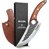 Huusk Knife Japan Kitchen, Upgraded Viking Knives with Sheath Hand Forged Butcher Knife for Meat Cutting Japanese Cooking Meat Cleaver Huusk Chef Knives for Outdoor Camping, BBQ
