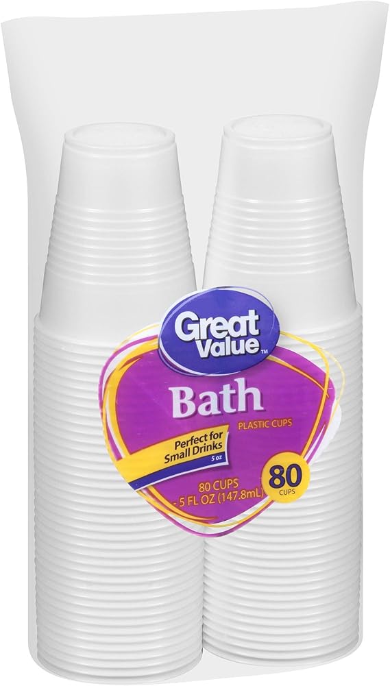 Great Value Plastic Bath Cups, 5 Oz 80 Count Kitchen