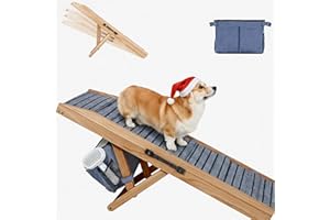 FURNPULSE Dog Ramp for High Bed with Storage Bag, Heavy Duty Medium Dog Ramp for Couch, 4 Adjustable Height from 19'' to 26", Portable Stable Pet Steps with Non-Slip Pad, Pet Ramps Use for Sofa Couch Stairs