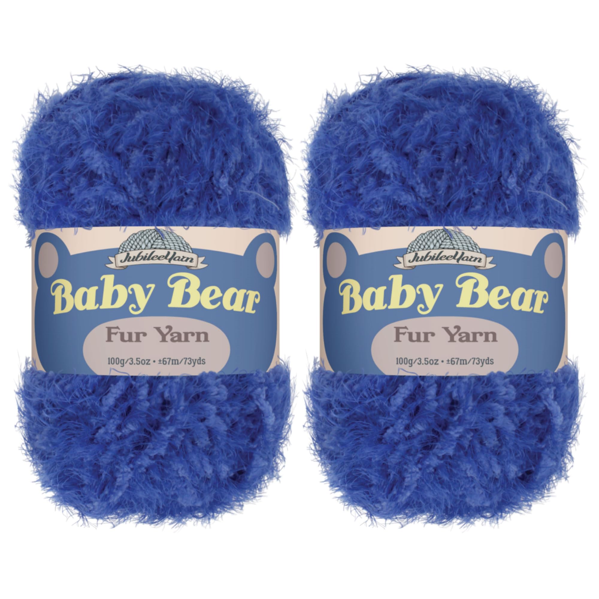 JubileeYarn Baby Bear Yarn - Chunky Weight Polyester Fur - 100g/Skein - Royal Blue - 2 Skeins
