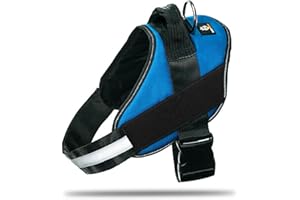DOGGYKINGDOM Non Pull Dog Harness with Patch Panels and Handle, Adjustable, Reflective, No Choke, Heavy Duty Easy On Service Dog Vest Harnesses for Medium Large Small Sized Dogs - Blue, M