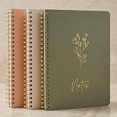 Aesthetic Spiral Notebook Set of 3 For Women - Cute College Ruled Journals | 8x6 Journal Notebook with Large Pockets and Lined Pages - Perfect Supplies to Stay Organized at Work or School