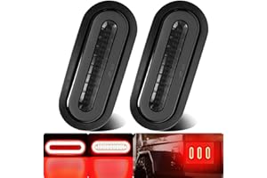 WahMOTOTin 2pcs 15cm Smoke Lens Oval Red 52 LEDs Halo Tail Lights for Trailer Boat Brake Stop Running Turn Signal【Patented】Wi