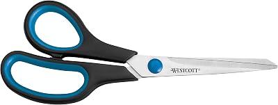 Westcott 8" Easy Grip Left Handed Scissors - Soft Grip Black/Blue