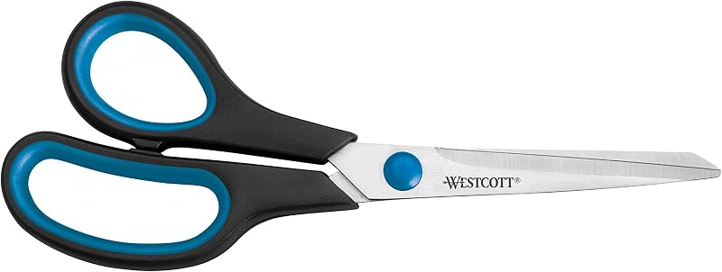 Westcott 8" Easy Grip Left Handed Scissors - Soft Grip Black/Blue