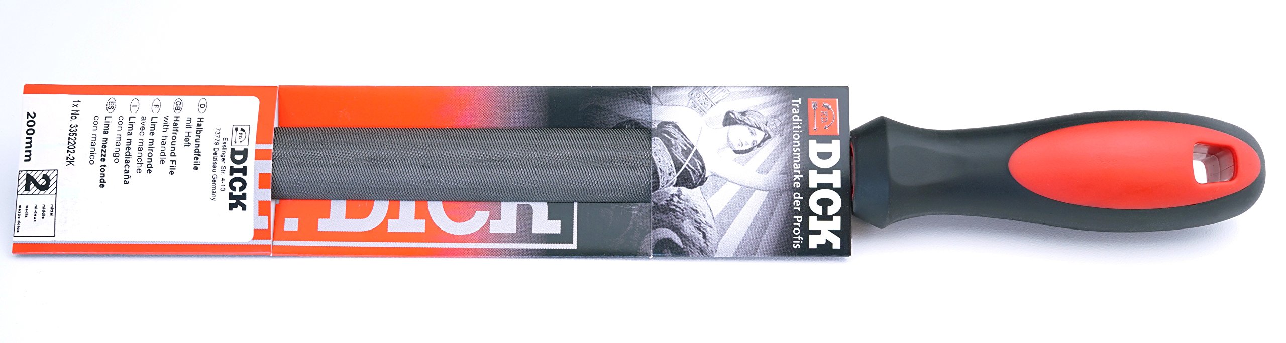 Dick 3352202-2K Type of Cut 2 Workshop Semi-Circular File, Multi-Colour, 200 mm