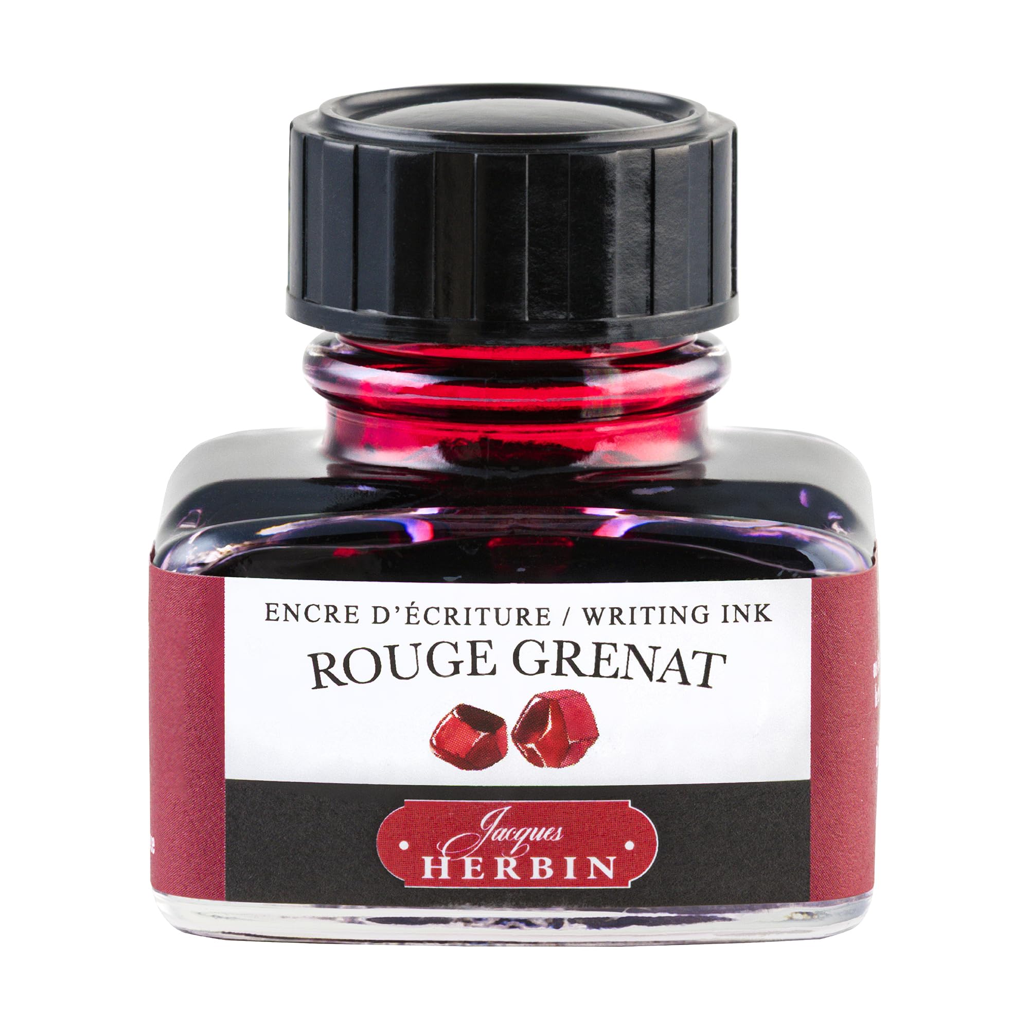 Jacques Herbin 13029T - One 30 ml bottle of ink for fountain pens and rollerballs, Rouge Grenat/ Garnet red colour - Made in France - Calligraphy - Writing