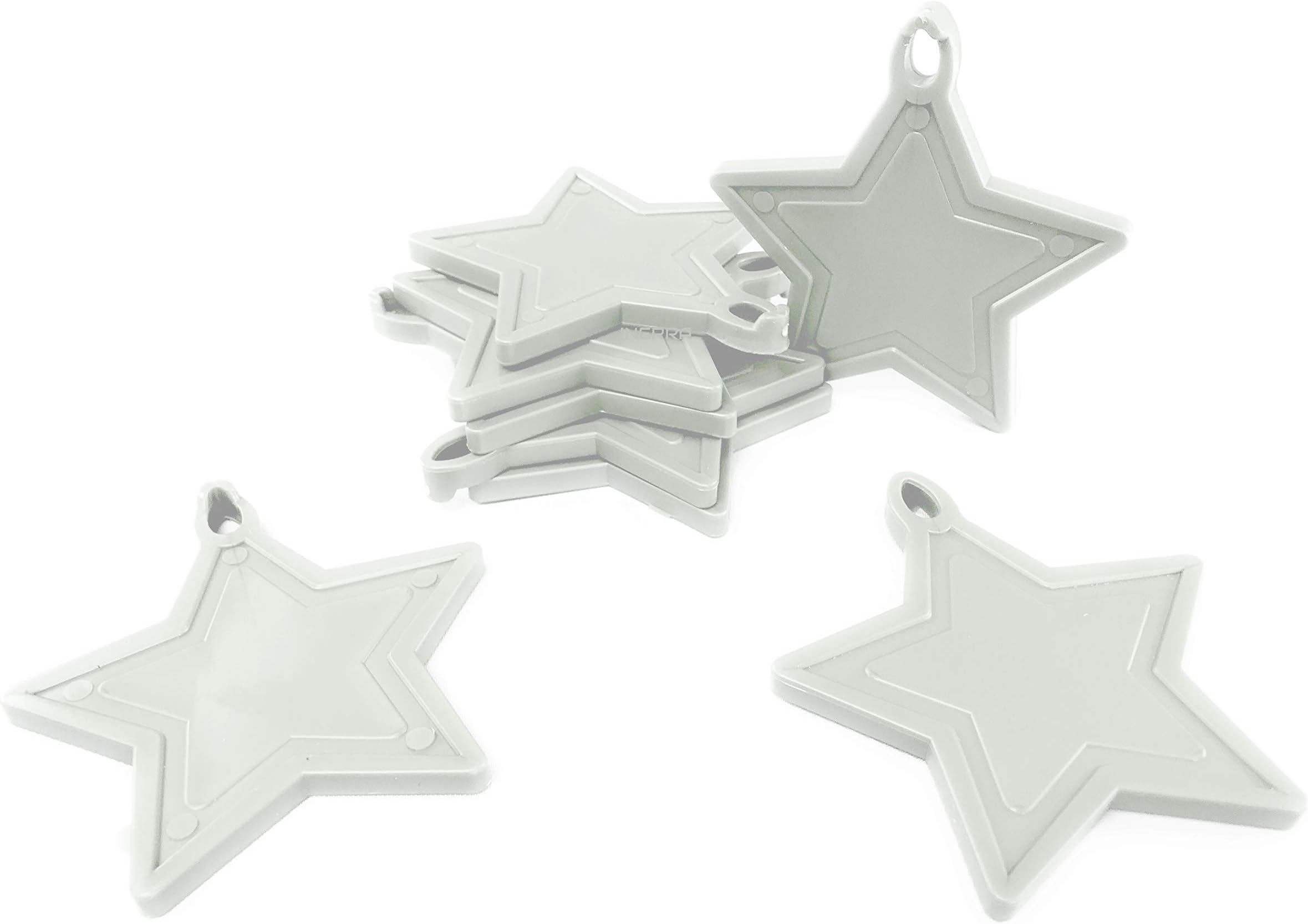 INERRA Balloon Weights for Helium Balloons - 10 Pack - Star Shape - Choice of 20 Colours (White)