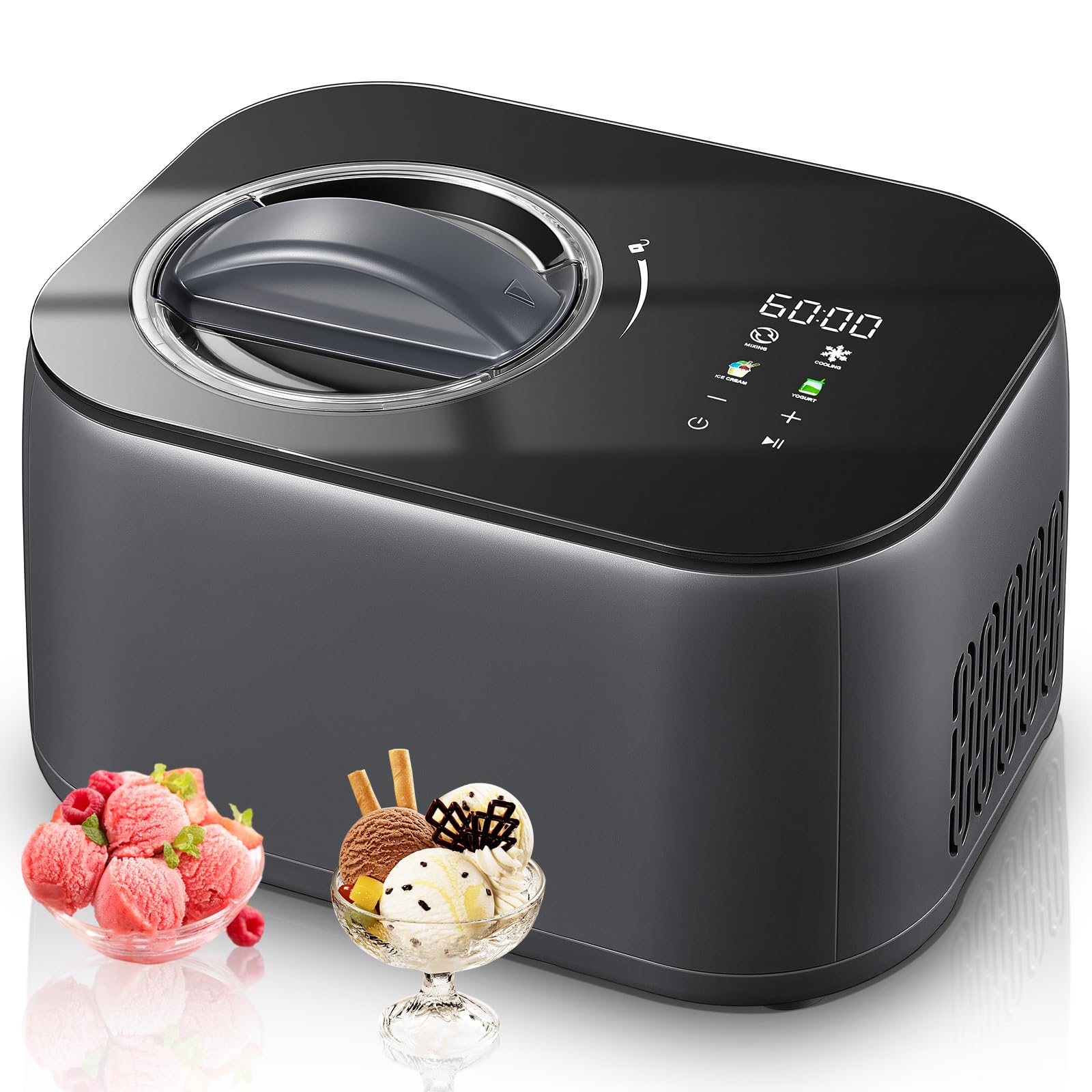 FOHERE 1.2Qt Automatic Ice Cream Maker Machine with