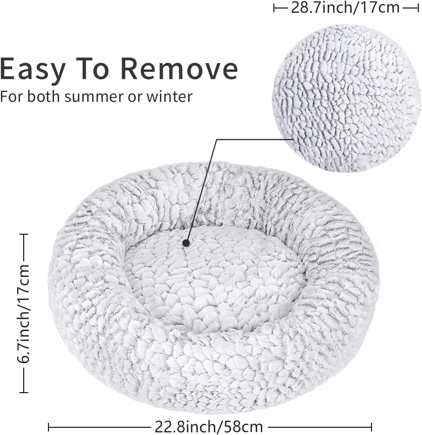 G.C Calming Donut Dog Bed Large Medium Small Washable Dog Beds Fluffy