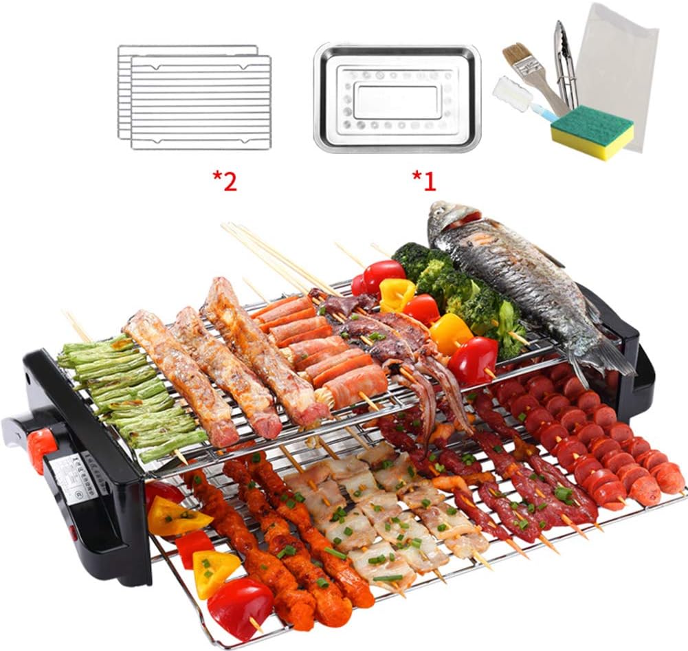 Raclette Grill | 2 floors Electric GrillPlate With Mini Pans/Thermal cycling Household Smokeless barbecue Smart Thermostatic Heat Control 260°C |Non-Stick Cooking Surface| Large 1500W, small 1200W