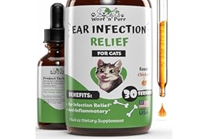 WOOF 'N' PURR Natural Cat Ear Infection Treatment - Ear Infection Treatment for Cats - for Oral Use - May Help to Reduce Redness, Irritation, Itching & Much More - Cat Immune Support - 1 fl oz - Chicken Flavor