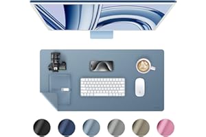 HiWe Desk Mat PU Leather - 31.5" x 15.75" X-Large Desktop Protector Cover, Waterproof Non-Slip Pad for Mouse/Keyboard/Laptop/Computer/Writing/Dining in Office & Home, Hit Grey