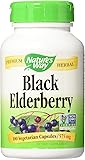 Nature's Way Black Elderberry, 575 milligrams 100 Veggie Capsules Pack of 3 bottles