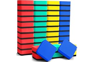 EAONE 48 Pack Dry Erase Eraser, Magnetic Whiteboard Cleaner Mini Chalkboard Cleansers for Classroom, School, Office, Home (4 Color Assorted, 1.97 x 1.97 Inch)