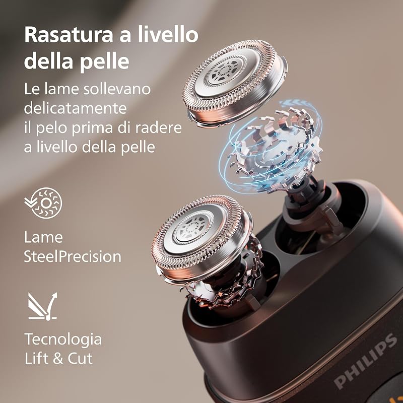 Shaver Serie 500 - rasoio elettrico compatto, sistema Lift & Cut, lame SteelPrecision, testine flessibili 3D, rasatura Wet & Dry, custodia e blocco da viaggio, copritestina magnetico, S595/05