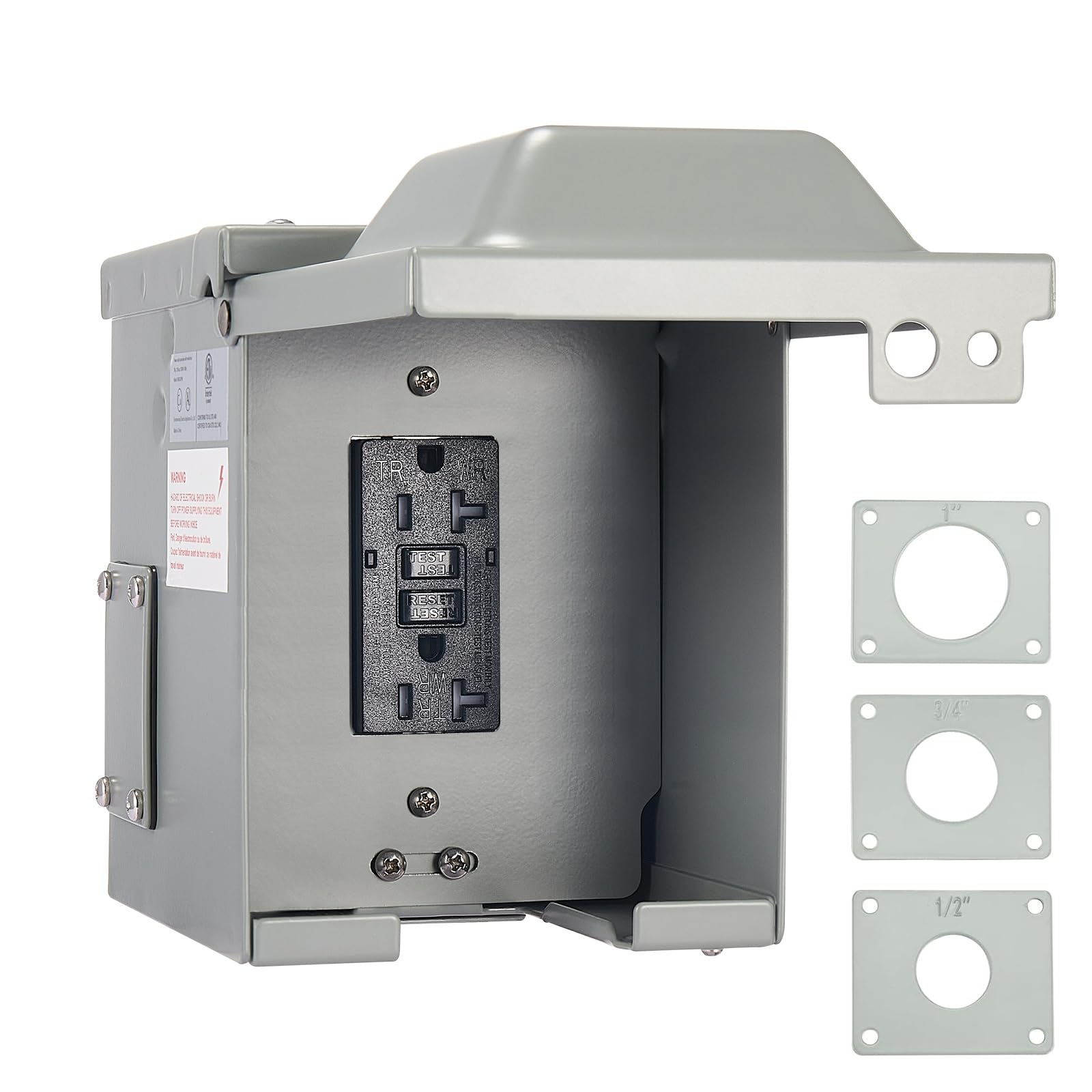 Photo 1 of Suplevel 20 Amp GFCI Outdoor Electrical Outlet Box, 5-20R WRTR GFCI Receptacles, Pre-Drilled Hole NEMA 3R All Metal Enclosure, Heavy Duty, Waterproof, Lockable, for Outdoor Power Supply, ETL Listed